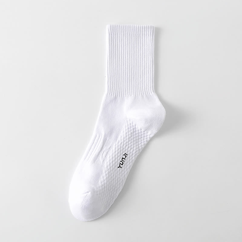 Solid Color Thickened Quarter Socks(5 Pairs) - White - EU40-48(US7-13) - image 8