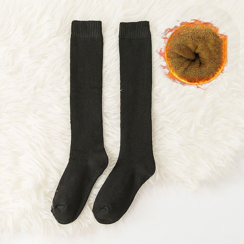 Solid Color Thickened Knee High Socks(6 Pairs) - Black - EU35-40(US2-7) - image 7