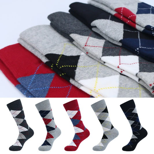 Plus Size Dot Rhombus Crew Socks(5 Pairs) - EU42-48(US8-13) - Multicolor - image 0