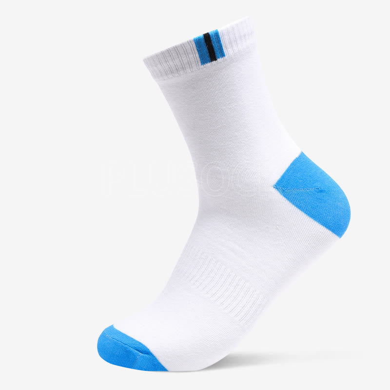 Breathable Ventilation Cotton Socks(3 Pairs) - 43-48 - White&Blue - image 2