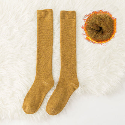 Solid Color Thickened Knee High Socks(6 Pairs) - Yellow - EU35-40(US2-7) - image 3