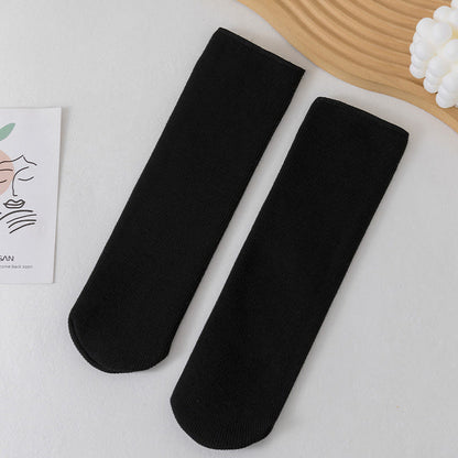 Plus Size Solid Color Fleece Crew Socks(6 Pairs) - Black - EU34-45(US1-11) - image 11