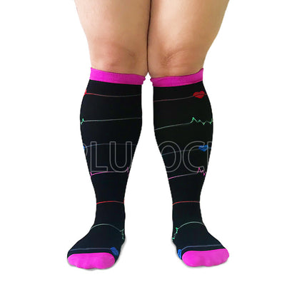 Purple Electrocardiogram Plus Size Compression Socks 2XL-7XL(3 Pairs) - image 4