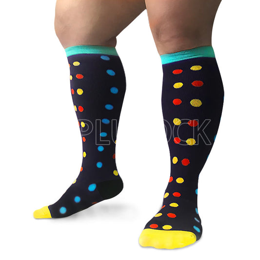 Plusock Dot Pattern Plus Size Compression Socks 2XL-7XL(3 Pairs) - image 0