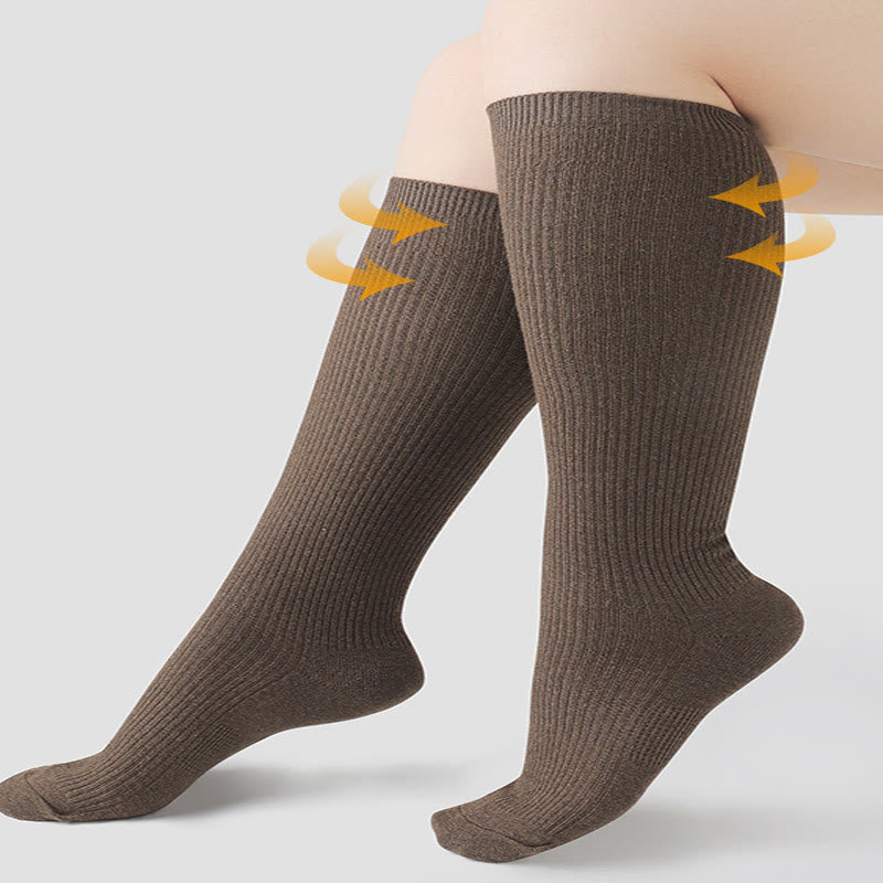 Solid Color Warm Knee High Socks(2 Pairs) - image 3