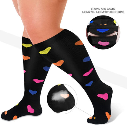 Plusock Skin Heart Dot Plus Size Compression Socks 2XL-7XL(3 Pairs) - image 4