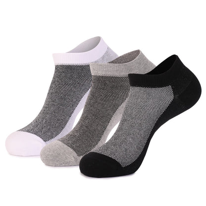 Stitching Color Ankle Socks(3 Pairs) - EU44-49(US10-14) - White+Black+Grey - image 0