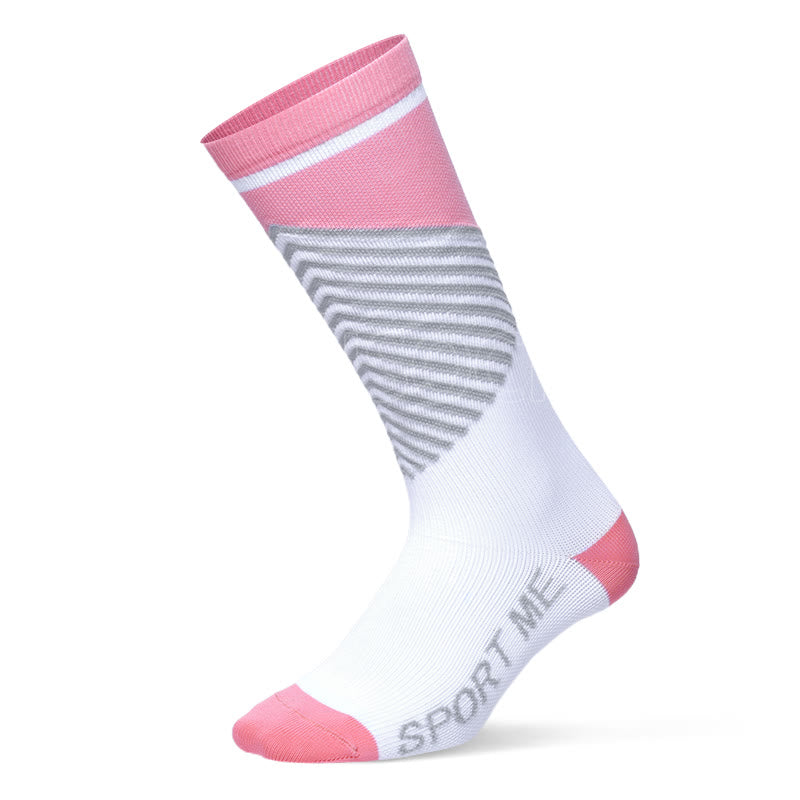 Professional Breathable Sport Compression Socks(3 Pairs) - Unisex - Pink - image 12