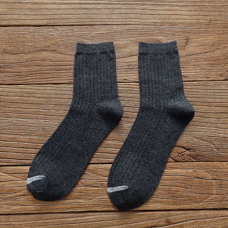 Pure Color Liner Cotton Socks(6 Pairs) - 42-48 - Dark Grey - image 10