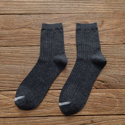 Pure Color Liner Cotton Socks(6 Pairs) - 42-48 - Dark Grey - image 10