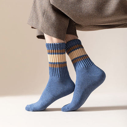 Plus Size Thickened Stripes Quarter Socks(7 Pairs) - image 5