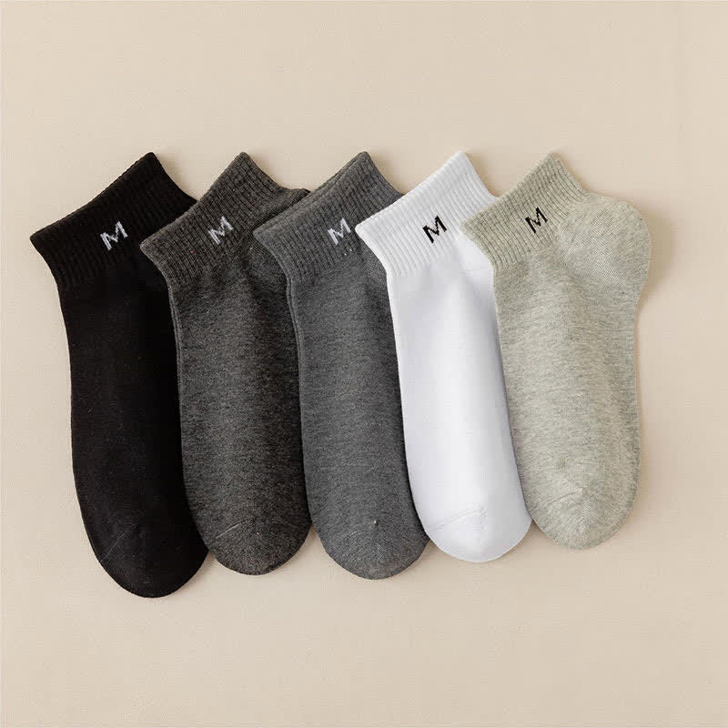 Solid Cotton Ankle Socks(5 Pairs) - EU44-50(US10-15) - Multicolor(5 Pairs) - image 0