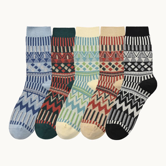 Plusock Retro Pattern Crew Socks(2 Pairs) - image 0