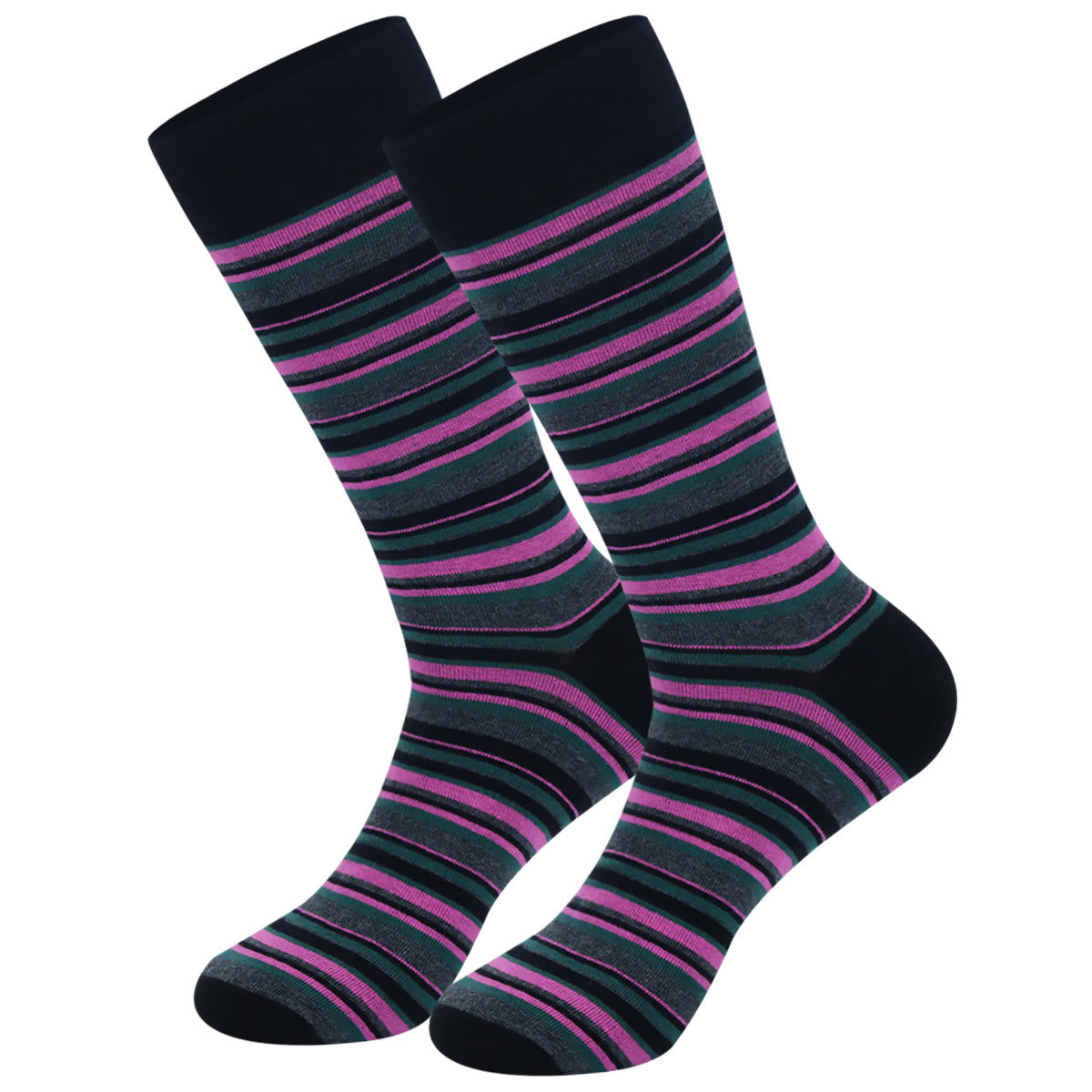Plus Size Patchwork Pinstripes Crew Socks(5 Pairs) - image 7