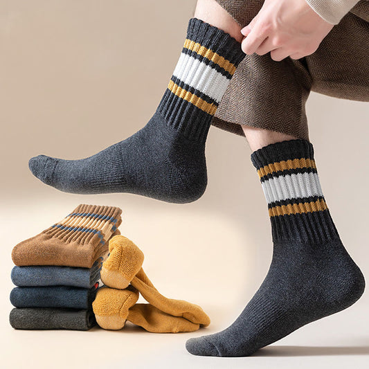 Plus Size Thickened Stripes Quarter Socks(7 Pairs) - image 0