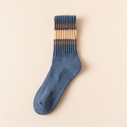 Plus Size Thickened Stripes Quarter Socks(7 Pairs) - Light Blue - EU39-46(US6-12) - image 15