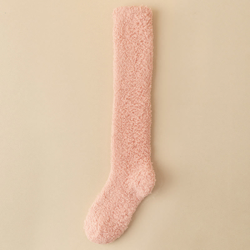 Plus Size Thickened Plush Knee High Socks(5 Pairs) - Pink - EU36-43(US3-9) - image 12