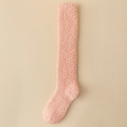 Plus Size Thickened Plush Knee High Socks(5 Pairs) - Pink - EU36-43(US3-9) - image 12