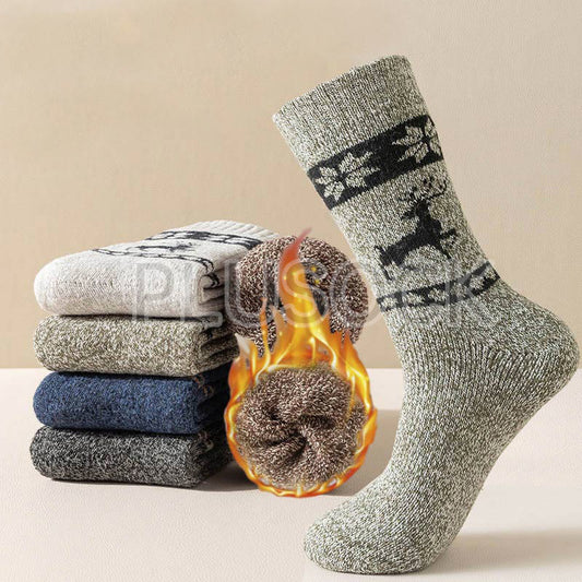 Plus Size Elk Pattern Thickened Wool Quarter Socks(5 Pairs)
