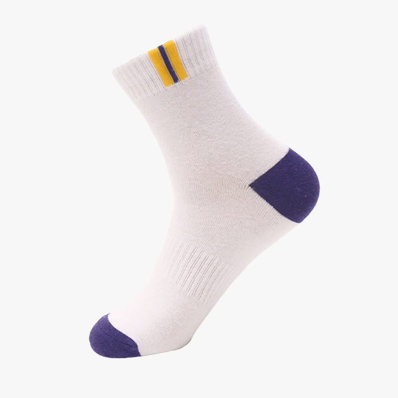 Plusock Breathable Ventilation Cotton Socks(3 Pairs) - 43-48 - White&Purple - image 4