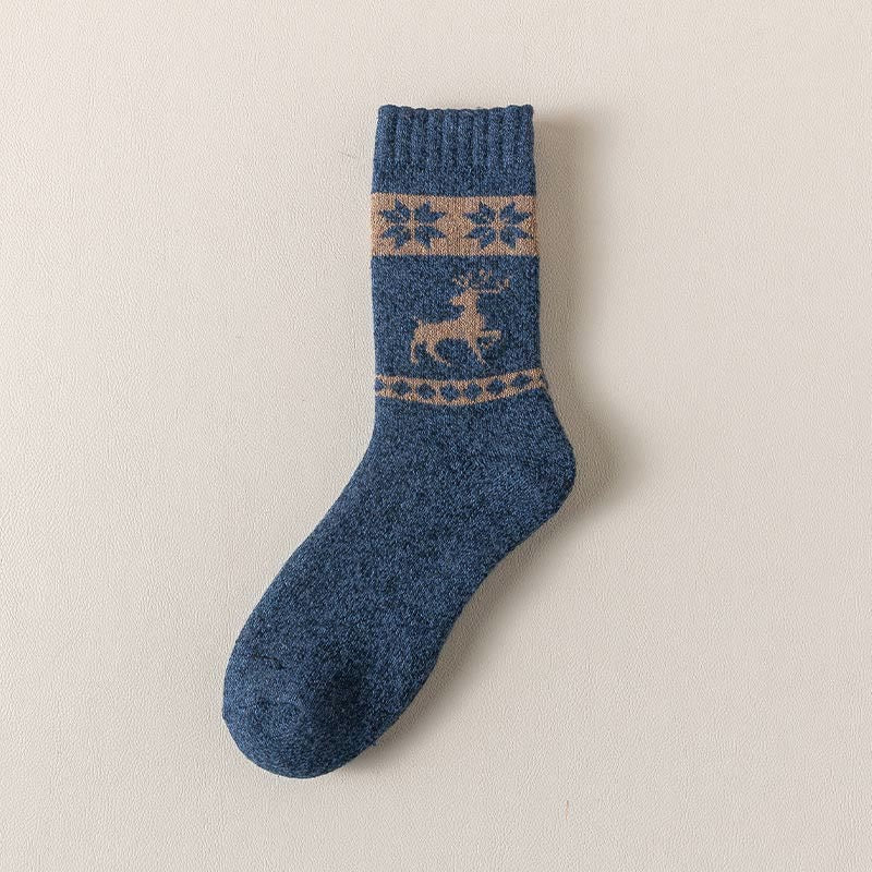 Elk Pattern Thickened Wool Quarter Socks(5 Pairs) - Royal Blue - EU39-46(US6-12) - image 4