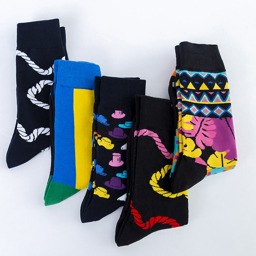 Plus Size Abstract Pattern Crew Socks(5 Pairs) - image 8