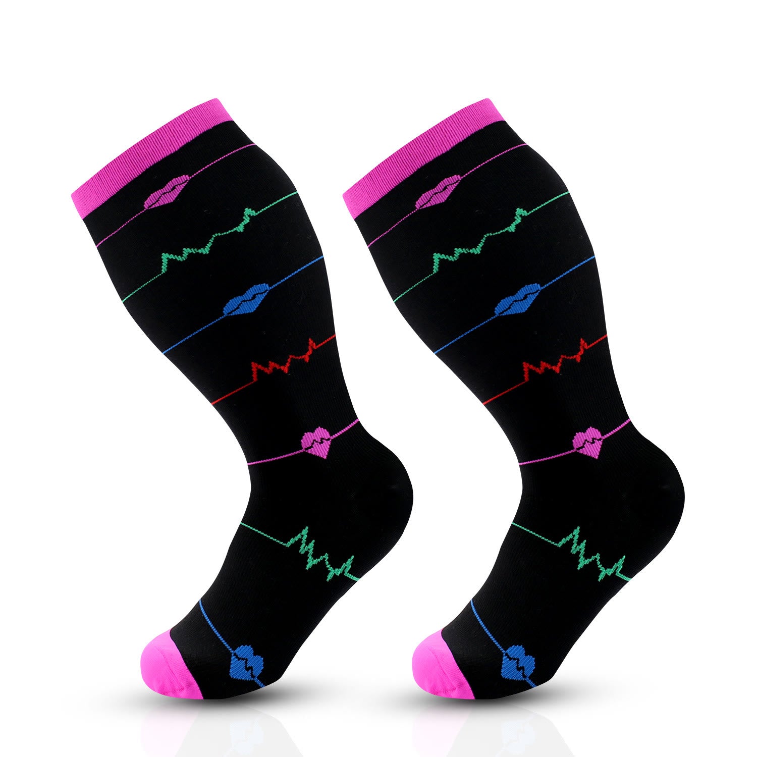 Purple Electrocardiogram Plus Size Compression Socks 2XL-7XL(3 Pairs) - Purple - 4XL - image 7