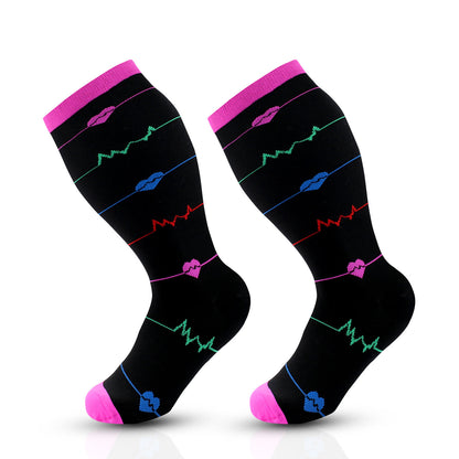 Purple Electrocardiogram Plus Size Compression Socks 2XL-7XL(3 Pairs) - Purple - 4XL - image 7