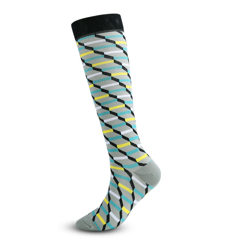 Colorful Irregular Stripes Compression Socks(3 Pairs) - image 1