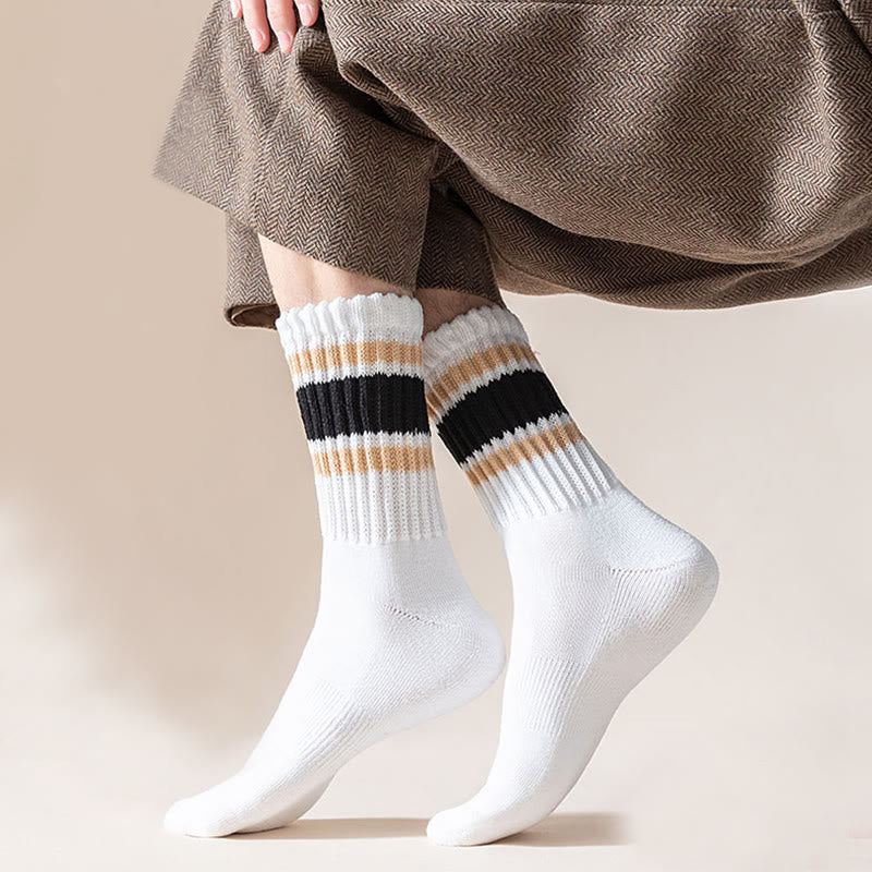 Plus Size Thickened Stripes Quarter Socks(7 Pairs) - image 3