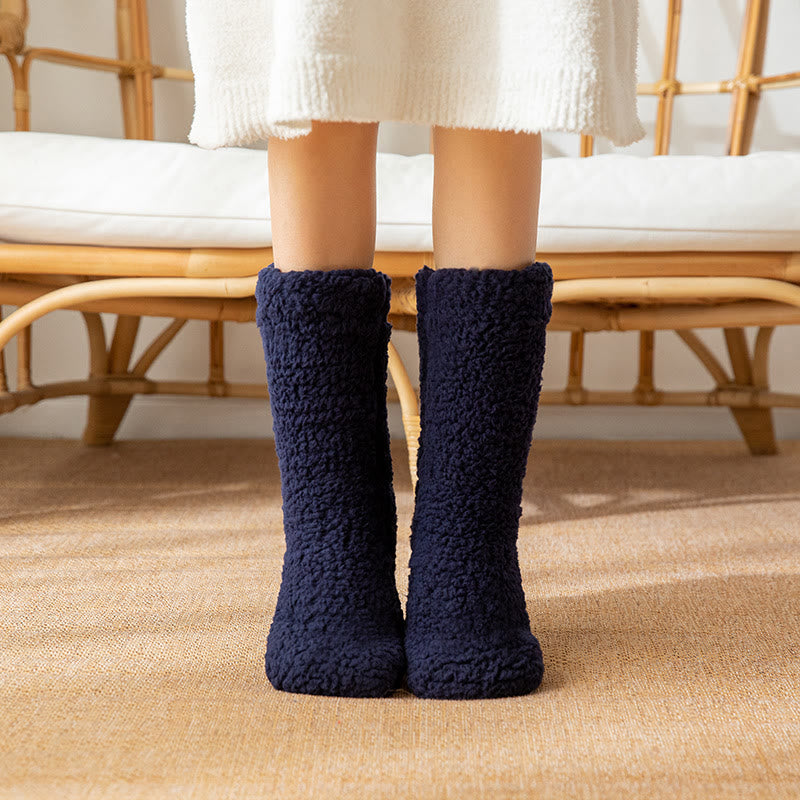 Double-sided Fleece Winter Home Slipper Socks(2 Pairs) - Navy Blue - EU36-42(US3-8.5) - image 6