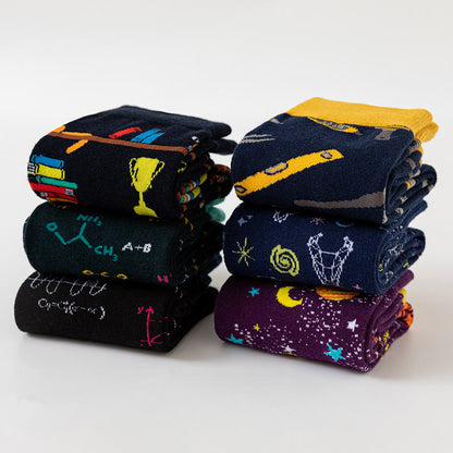 Plus Size Macro Pattern Crew Socks(6 Pairs)