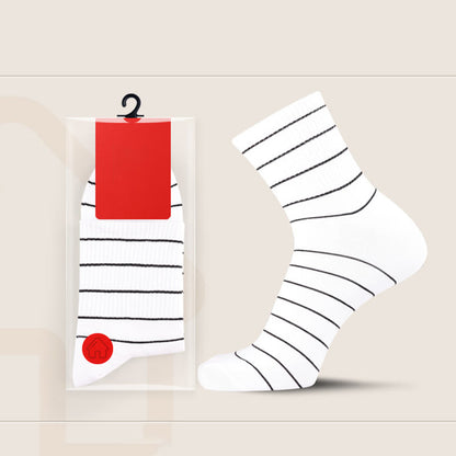 Cotton Striped Quarter Socks(5 Pairs) - White - EU45-50(US10-15) - image 4