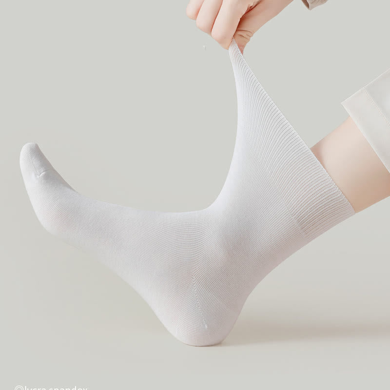 Solid Color High Elastic Quarter Socks(5 Pairs) - image 3