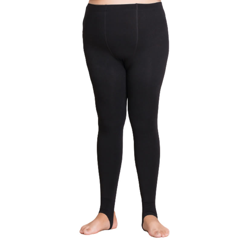 Plus Size Fleece Waist Pantyhose(2 Pairs) - Stirrup Tights - Black - Fits 99lbs-198lbs - image 10