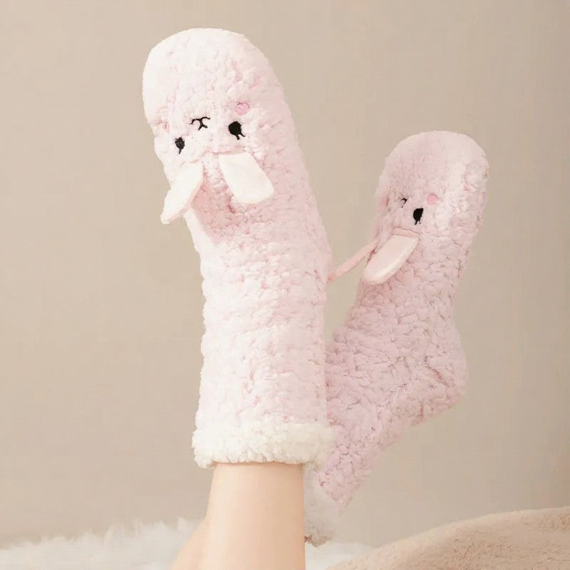 Cozy Cat Face Plush Home Slipper Socks - image 6