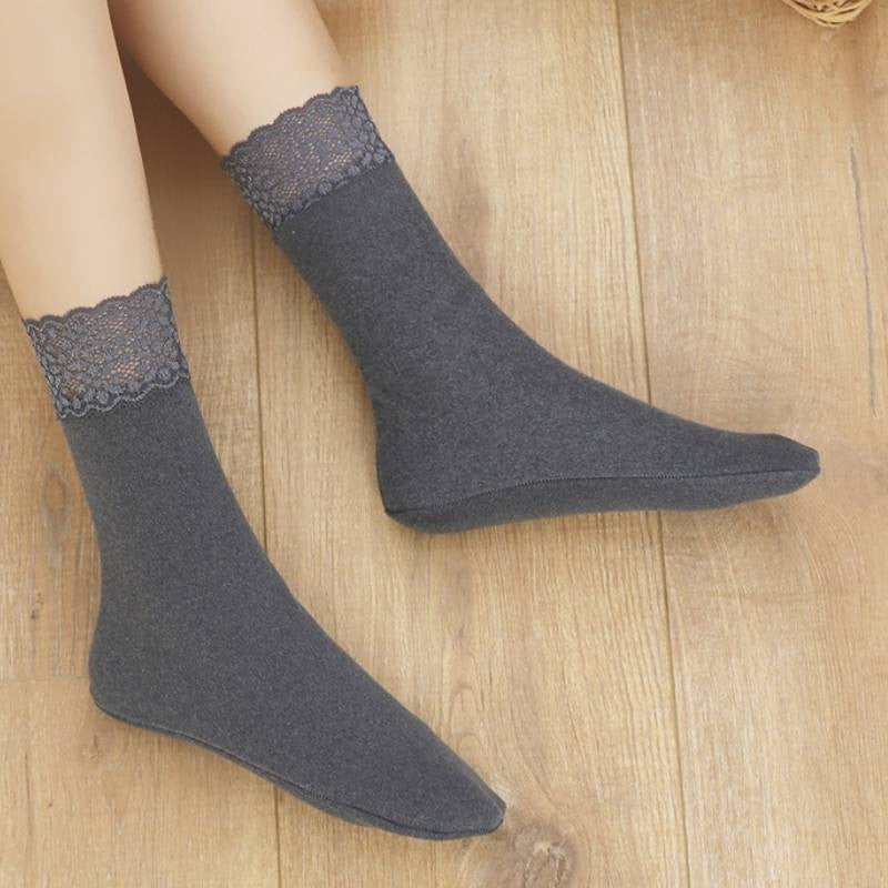 Romantic Lace Trim Quarter Socks(8 Pairs) - Blue - EU36-40(US3-7) - image 6