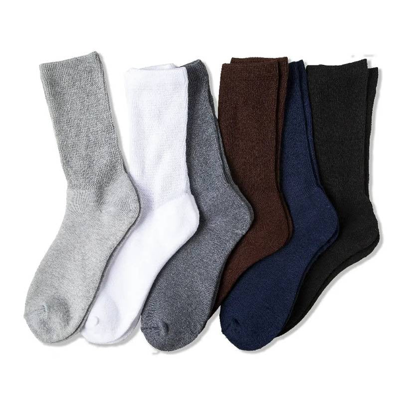 Breathable Ribbed Non-Binding Diabetic Crew Socks(3 Pairs) - image 7
