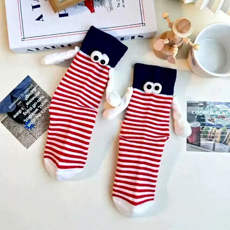 Playful Striped Cartoon Quarter Socks(4 Pairs) - Red - EU35-40(US2-7) - image 3