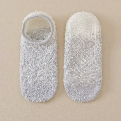 Cozy Chenille Low Cut Anti Slip Home Slipper Socks(3 Pairs) - Light Gray - EU36-44(US3-10) - image 6
