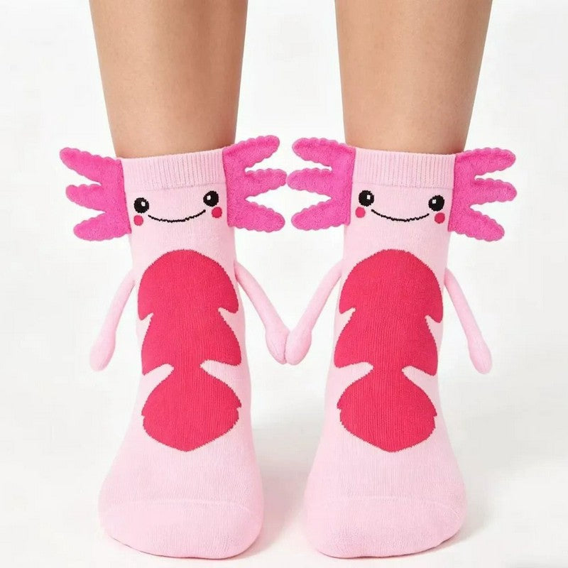 Cute 3D Cartoon Plush Detail Polyester Cotton Socks(2 Pairs) - Light Pink - EU35-42(US2-9) - image 1
