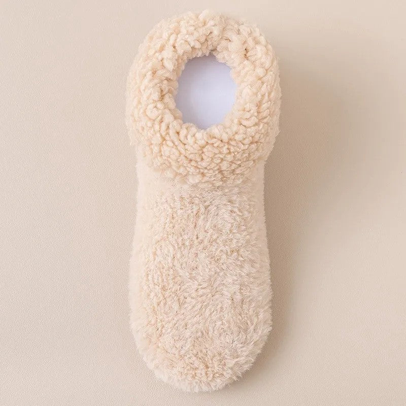Cozy Sherpa Cuff Closed Toe Home Slipper Socks(2 Pairs) - Khaki - EU36-39(US3-5) - image 3