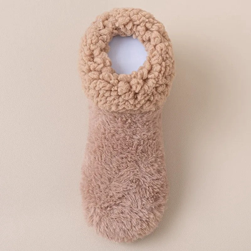 Cozy Sherpa Cuff Closed Toe Home Slipper Socks(2 Pairs) - Coffee - EU36-39(US3-5) - image 2