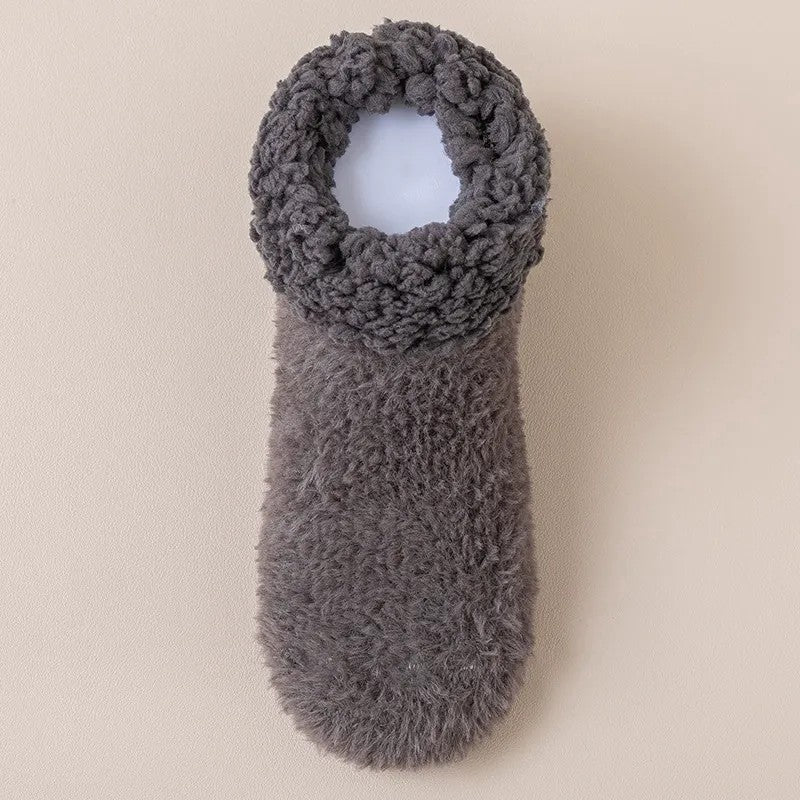 Cozy Sherpa Cuff Closed Toe Home Slipper Socks(2 Pairs) - Dark Grey - EU36-39(US3-5) - image 1
