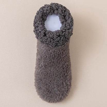 Cozy Sherpa Cuff Closed Toe Home Slipper Socks(2 Pairs) - Dark Grey - EU36-39(US3-5) - image 1