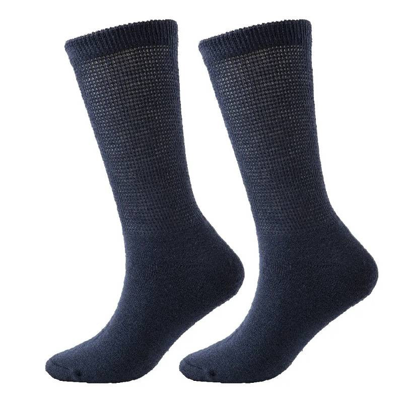 Breathable Ribbed Crew Socks(3 Pairs) - Dark Blue - EU37-44(US4-10) - image 2