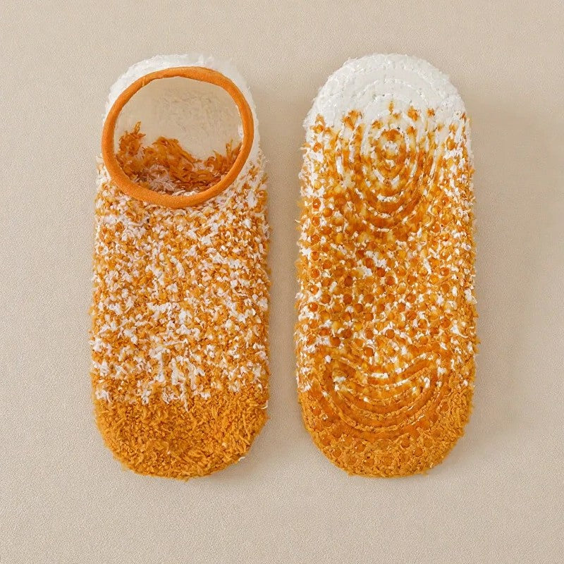 Cozy Chenille Low Cut Anti Slip Home Slipper Socks(3 Pairs) - Yellow - EU36-44(US3-10) - image 3
