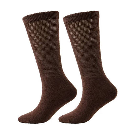 Breathable Ribbed Crew Socks(3 Pairs) - Brown - EU37-44(US4-10) - image 1