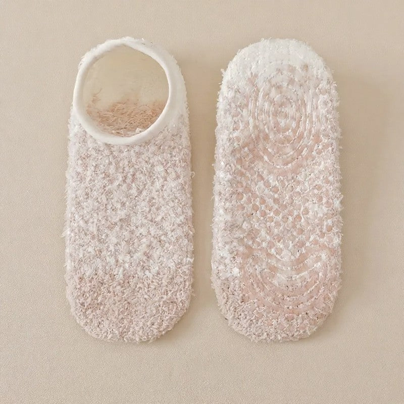 Cozy Chenille Low Cut Anti Slip Home Slipper Socks(3 Pairs) - Khaki - EU36-44(US3-10) - image 2