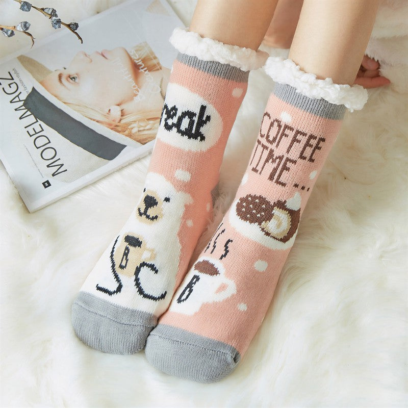 Panda Stripe Sherpa Cuff Cozy Mid Calf Slipper Socks - Light Pink - EU35-42(US2-8) - image 3